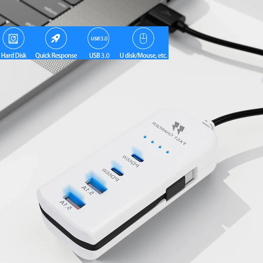 Multiple Ports Power Strip 2USB & 2PD Type C Smart Patch Panel Charging Outlet Adapter EU US Plug Adaptors Electrical Socket