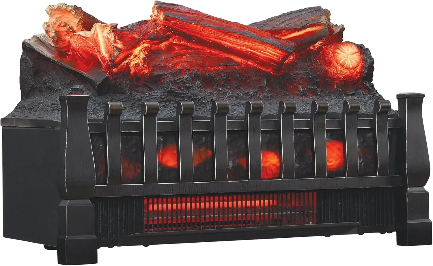 Electric Log Set 1,000 Sq Ft Heater, Faux Logs Insert with Infrared Flames for Existing Fireplaces, Remote Control Included