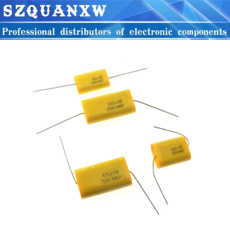 5PCS MKP Capacitor 250V10UF 1.5 1.8 2.2 2.7 3.3 4 4.7 5.6 6.8 8.2 1 12 15 18 20 22 33 47UF Axial Audio Electrodeless