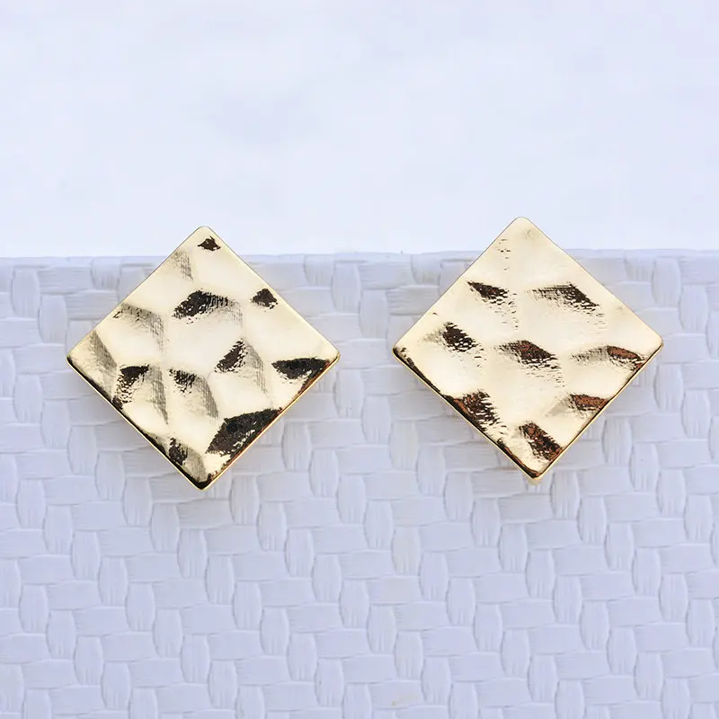 12 MM 14K Gold Color Plated Brass Rhombus Stud Earrings High Quality DIY  For Jewelry Finding Accessories  Earrings  Making