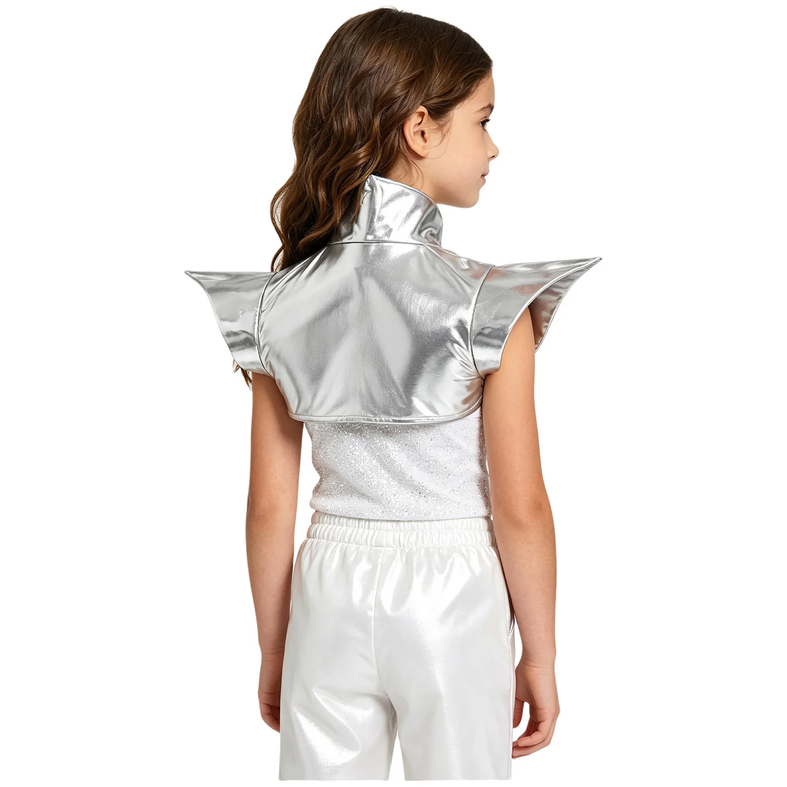 Kids Girls Gothic Shoulder Epaulet Collared Pauldron Armour Metallic Dance Armor Shrug Steampunk for Halloween Stage Performance