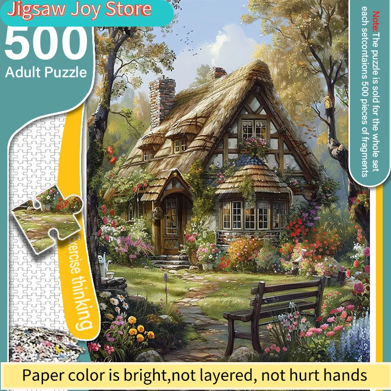 

A Box of A Adult Mini Puzzles with a Fantastical Flower House Design - Scratch-Resistant, Challenging, Suitable for Adults, Fa