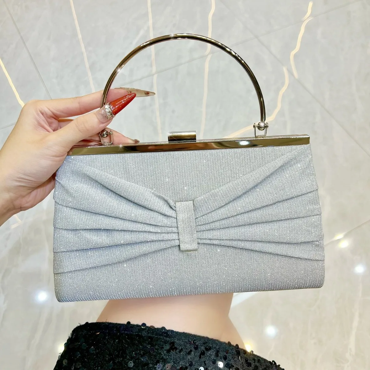 New Shiny Handbag Temperament Handbag Shiny Dinner Bag Celebrity Party Folded Bag Crossbody Bag