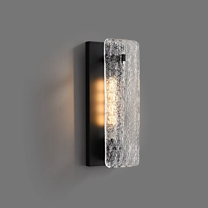 Italian Minimalist Ice-patterned Glass LED Wall Lamp Hotel Bedroom Bedside Background Wall Corridor Passageway Decoration Light