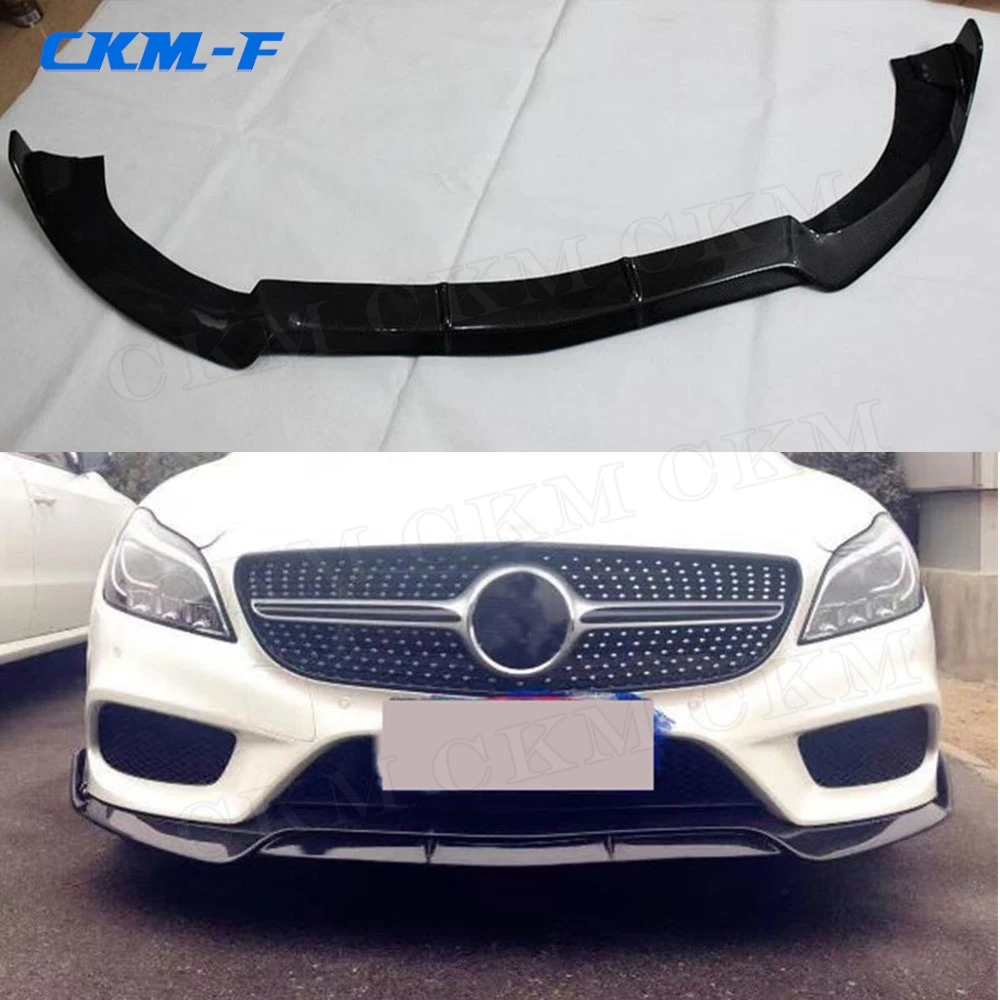 CLS Class Carbon Fiber Front Lip Shovel Spoiler For Mercedes Benz W218 CLS550 CLS400 2012- 2019 B Style Bumper Guard