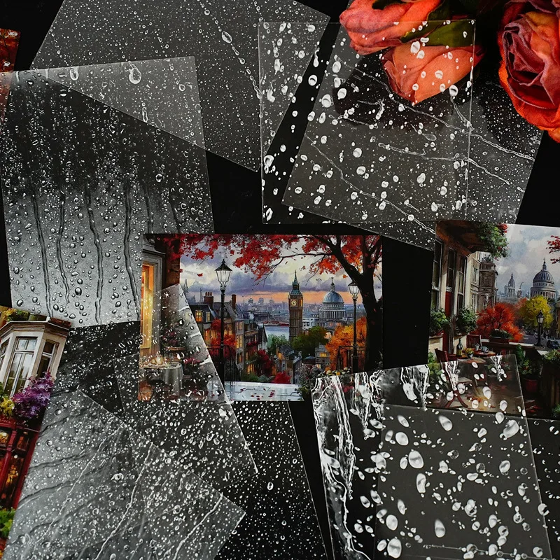 Moment of Light Series Vintage Rain Snow Street Landscape PET Sticker Creative DIY Journal Material Collage Stationery