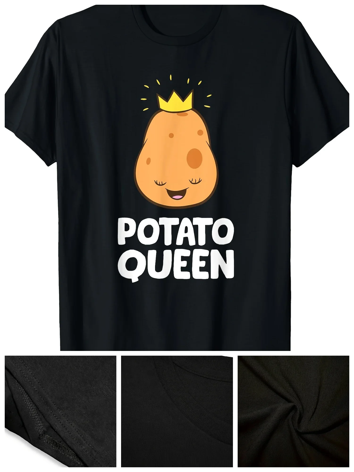 New Men'S Single-Piece Round Neck T-Shirt Featuring a Fun Potato Design, Suitable for Casual Wear All Year Round, Perfect As a G