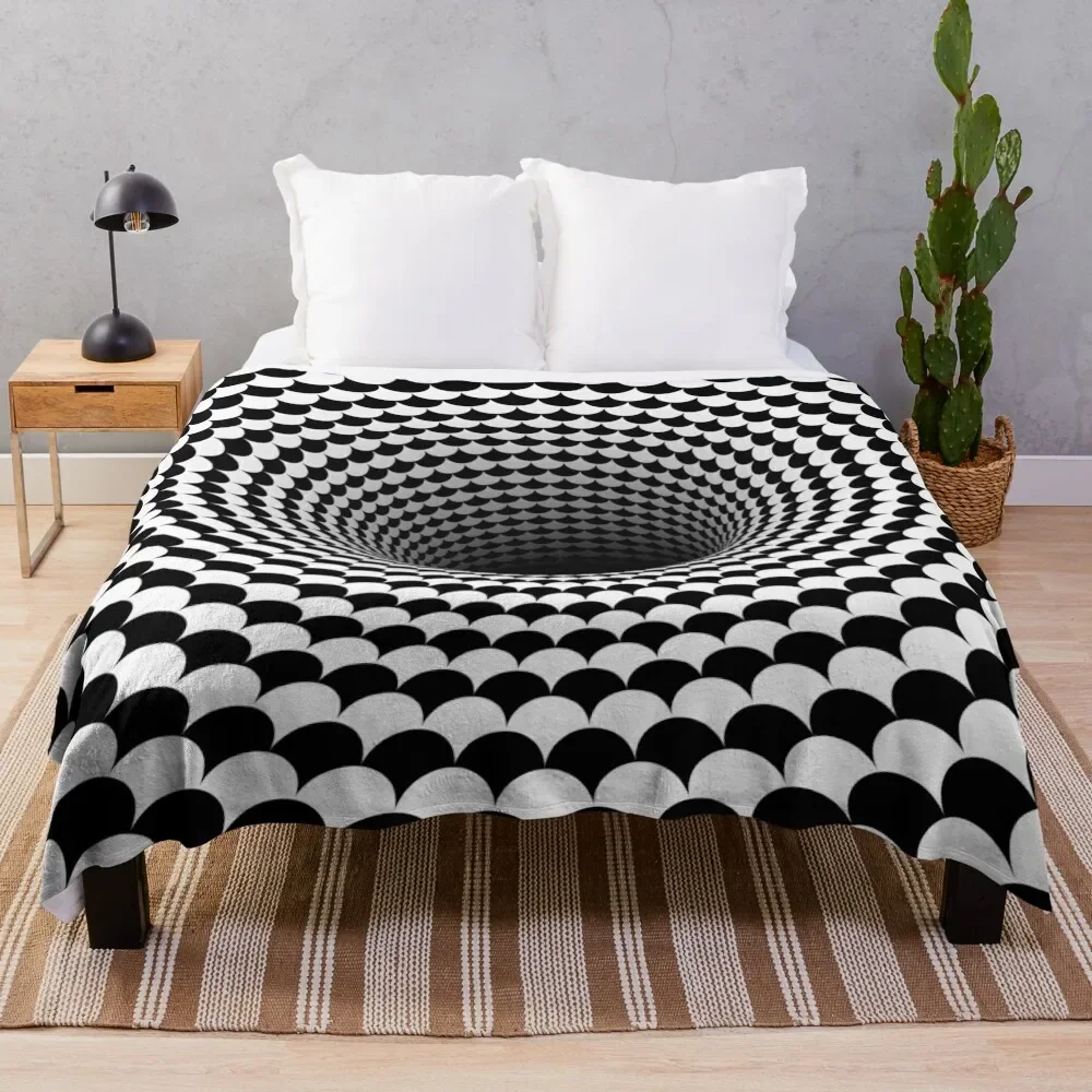 

Optical Illusion Black and White Scales Houndstooth Black Hole Vortex Throw Blanket Soft Beds Kid'S Luxury Designer Blankets