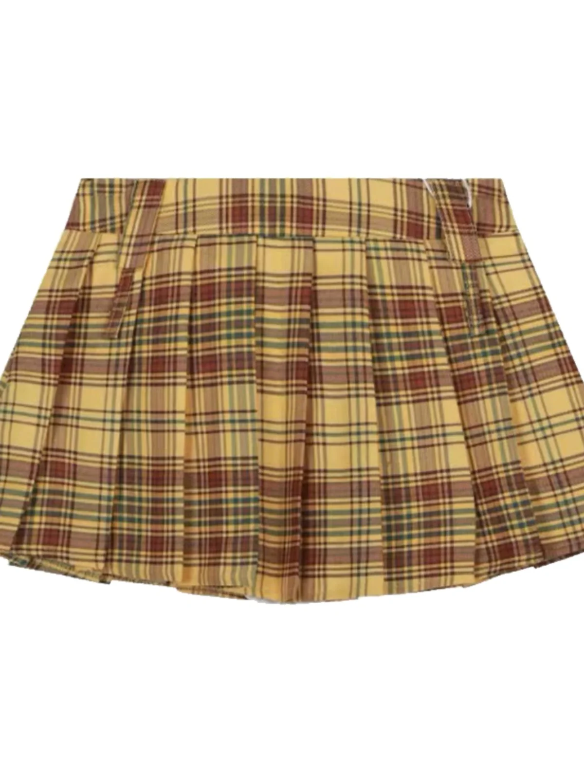 

High Waist A-Line Skirt Women's Summer 2024 Plaid Pleated Yellow Grids Short Skirt Retro College Style Commute Simple Po...