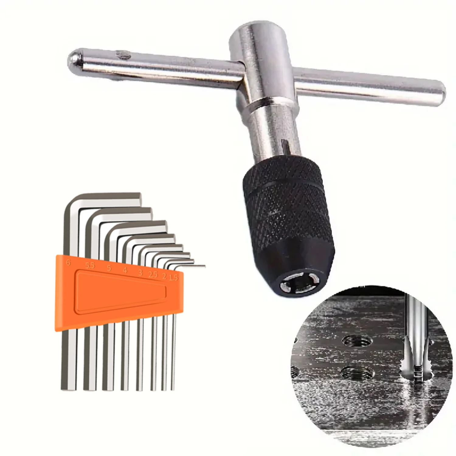 High-Quality Essential Adjustable Durable Reliable Manual Tapping Tool Kit with Extension Rod and Screw - Precision Tap Wrench f