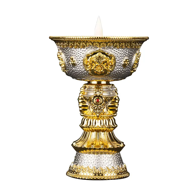 

Charging Butter Lamp Alloy Electronic Worship Lamp Led Tibetan Buddha Lamp Butter Lamp Pilot Lamp