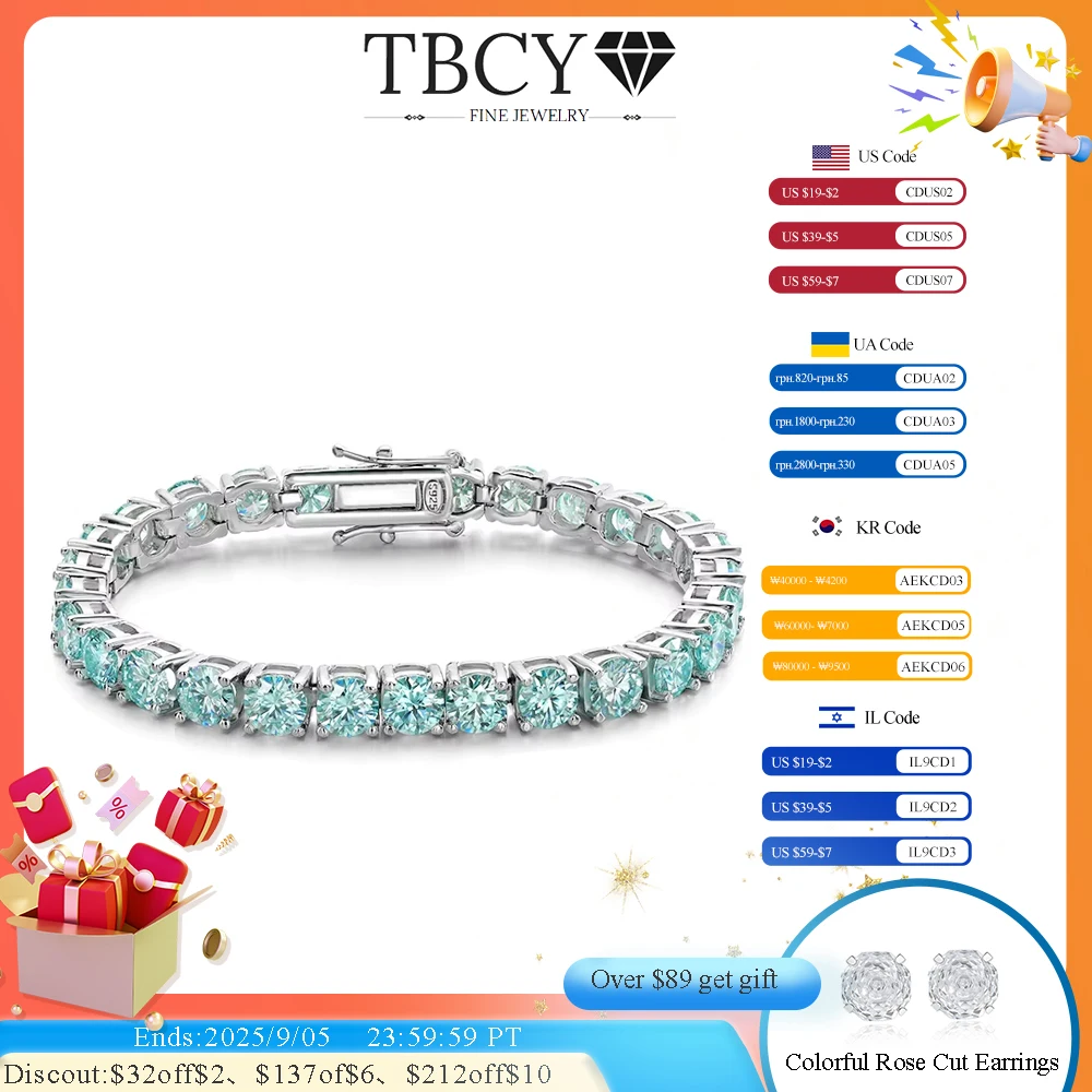 

TBCYD 100% Real Blue Moissanite Tennis Bracelet For Women Men GRA Certified Original S925 Silver Lab Diamond Hand Chain Jewelry