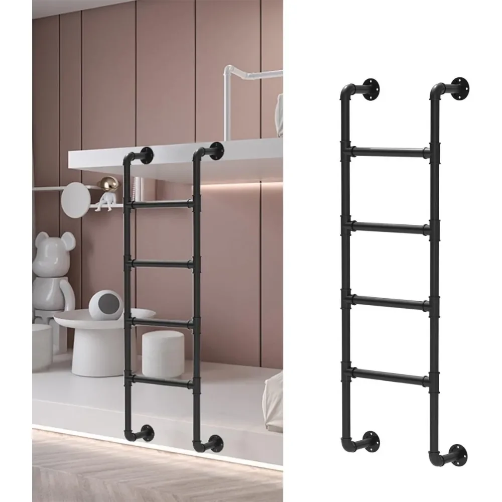 Basement Window Well Egress Ladder,Durable&Safe, Black Wrought Iron Attic Bunk Bed Ladder,Emergency Fire Climbing Ladder