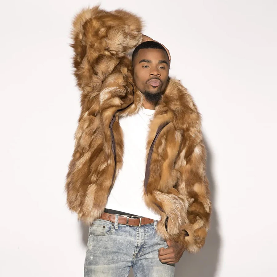 Mens Fur Coat Real Fox Fur Coats Winter Full Skin Bomber Jackets Warm Best Selling Genuine Crystal Fox Fur Outerwear