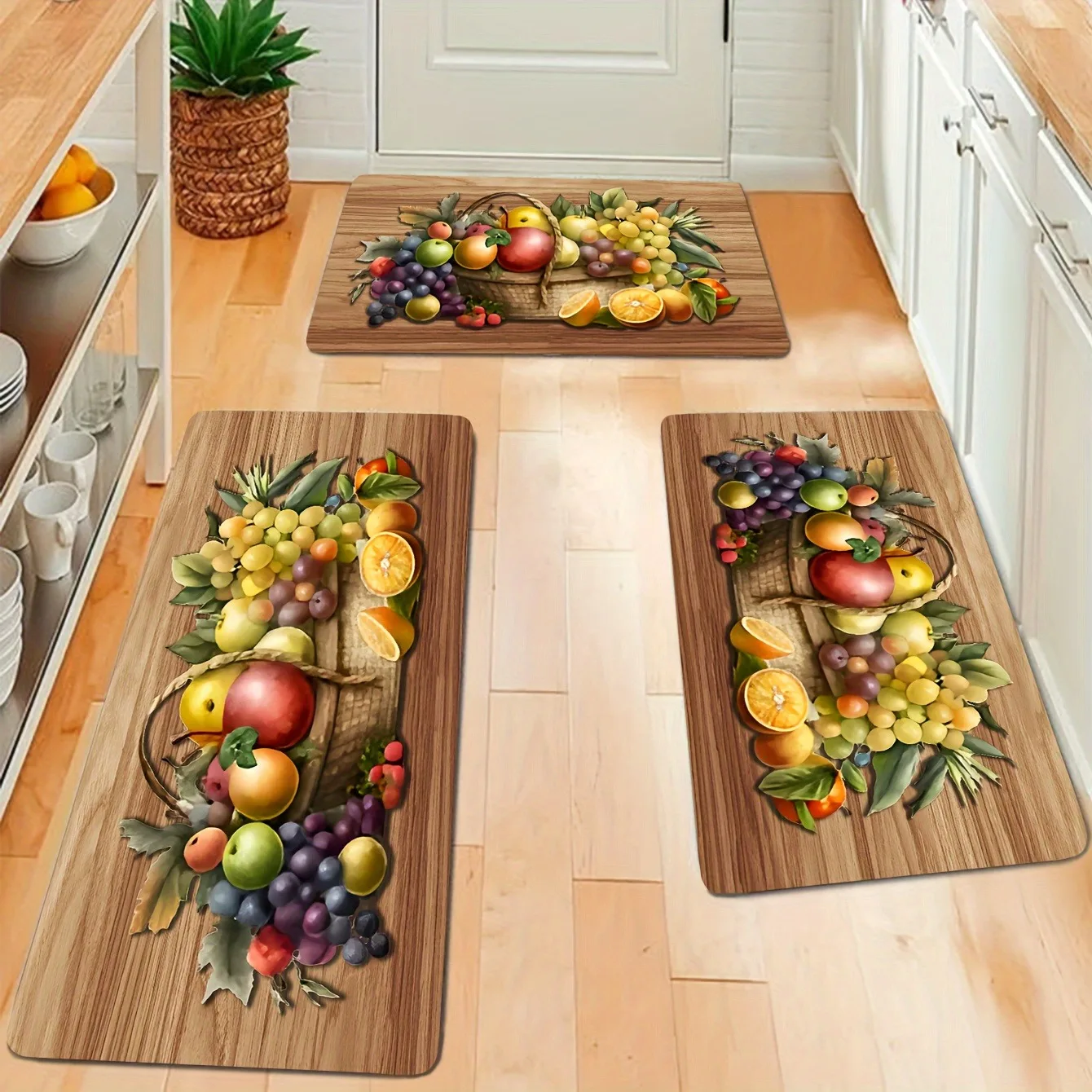 

1PC Delicious Friuts pattern Kitchen Rugs Non-Slip Door Mats Pop design Bathroom Rug Bath Mat Carpet for Home Sink Laundry Decor