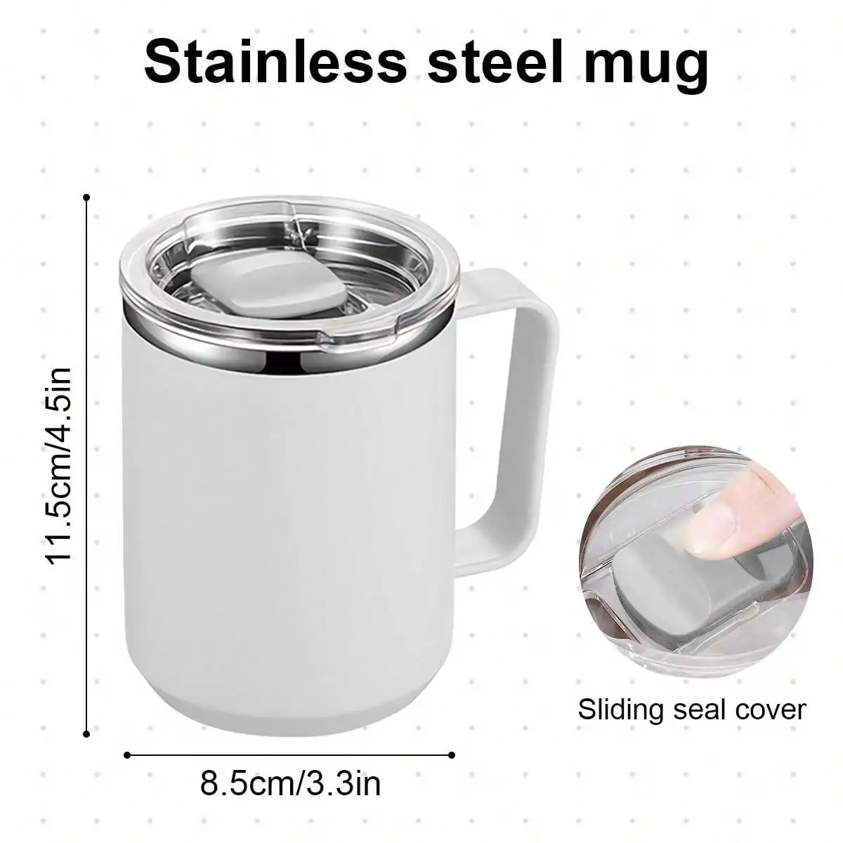 Leeseph Stainless Steel Coffee Mug with Handle and Sliding Lid , Insulated Double Wall Vacuum Travel Mug , Camping Outdoor