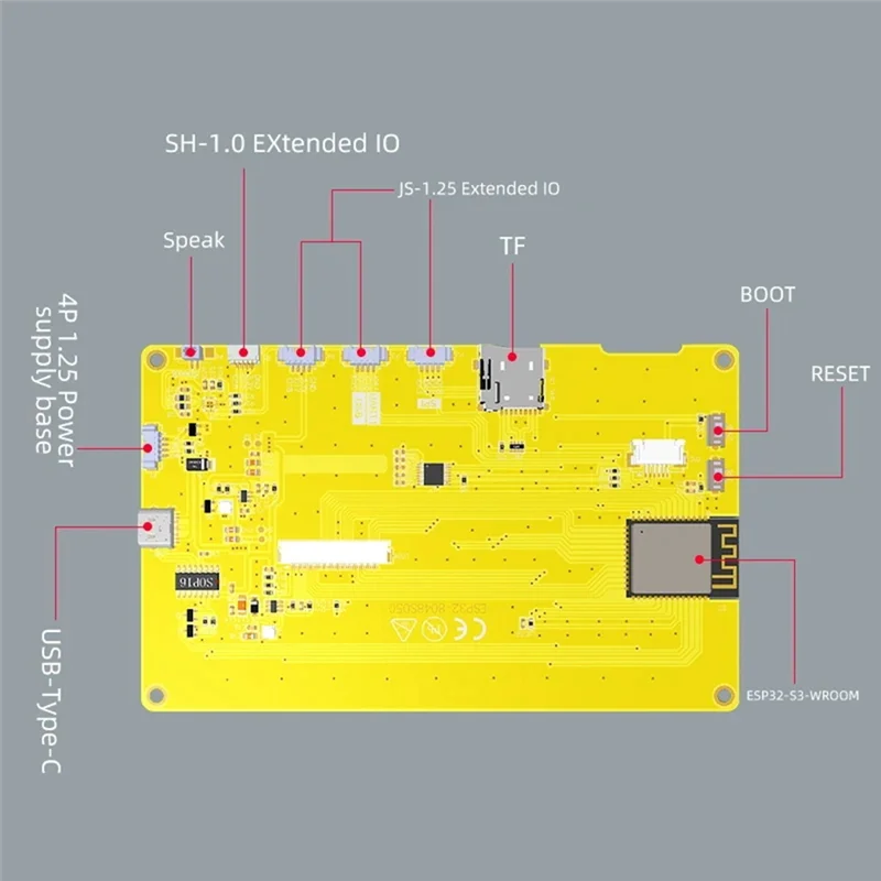 ESP32-S3 7-Inch 800X480 TN RGB LCD TFT HMI 8M PSRAM 16M Flash Smart Display MCU WIFI Bluetooth Module (With Touch)