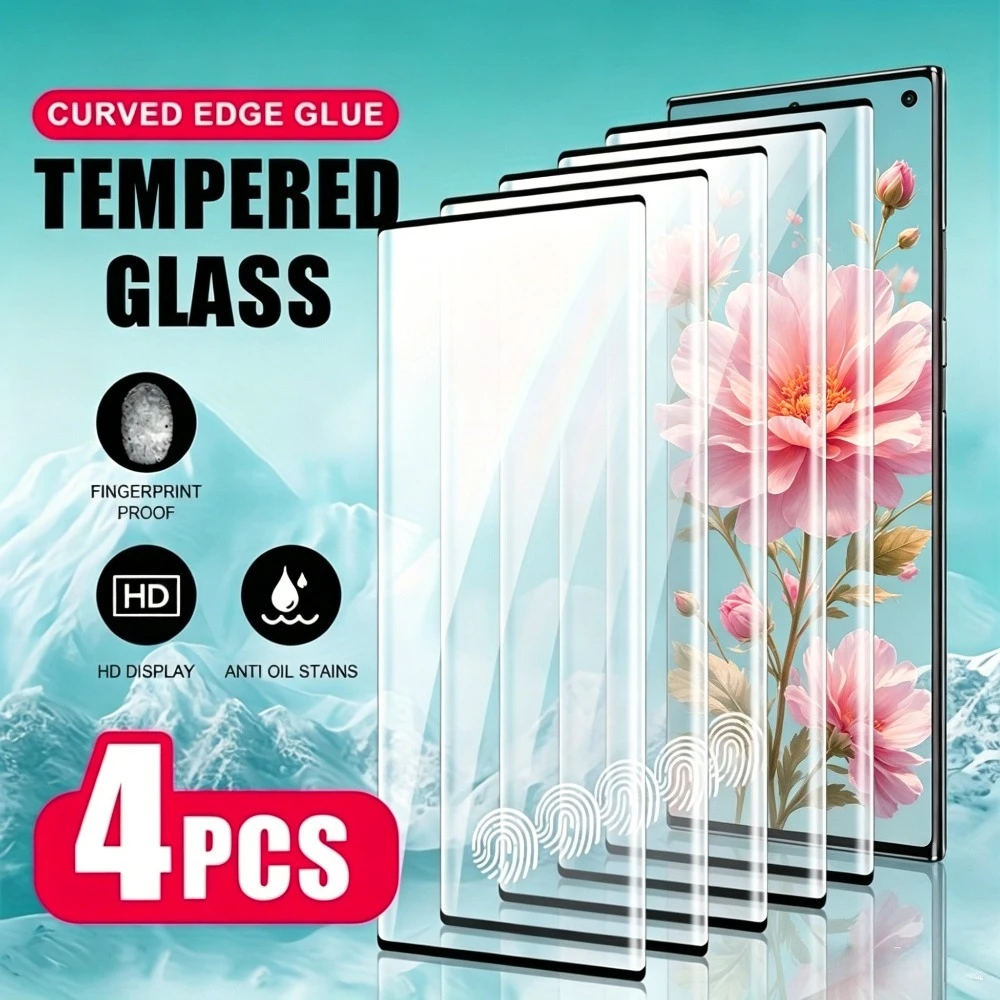 

4Pcs High Clear Full Screen Protector for Samsung Galaxy S26 S23 S25 S24 Ultra S22 S21 S20 Plus S25 S24 FE Curved Tempered Glass