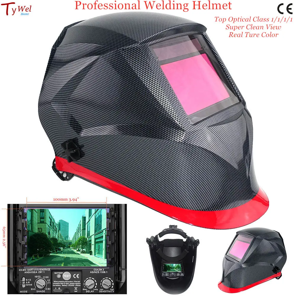 Welding Helmet Top Optical Class 1111 Full Shade 3-13 Viewing Area 100x65mm Ture Color Sun9B Welding Mask