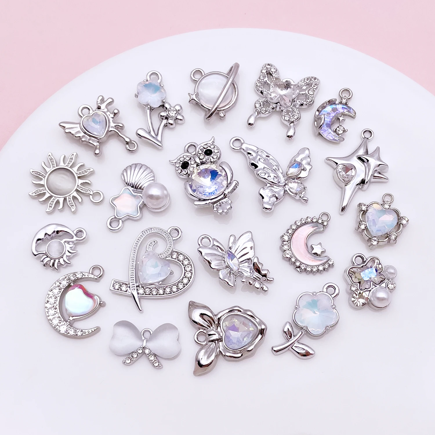 2pcs/20pcs Alloy Diamond White Dream Series Pendant Jewelry Making DIY Earrings Charms for Jewelry Bracelets Necklace