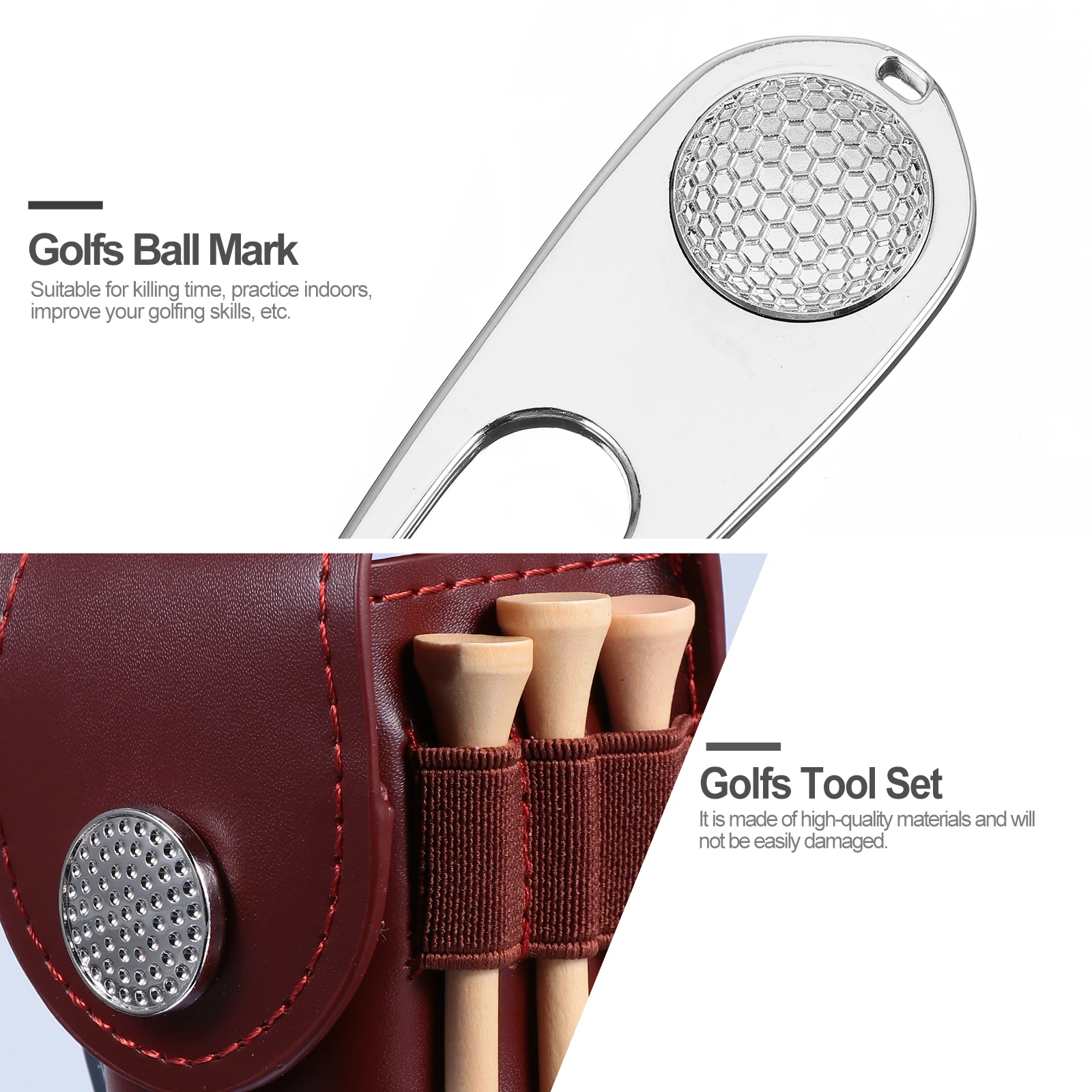 

1 set 1 Set Tool Set Divot Tool Ball Marker Tee Portable Case High Quality Golf Accessories Indoor Practice Office Travel Golf