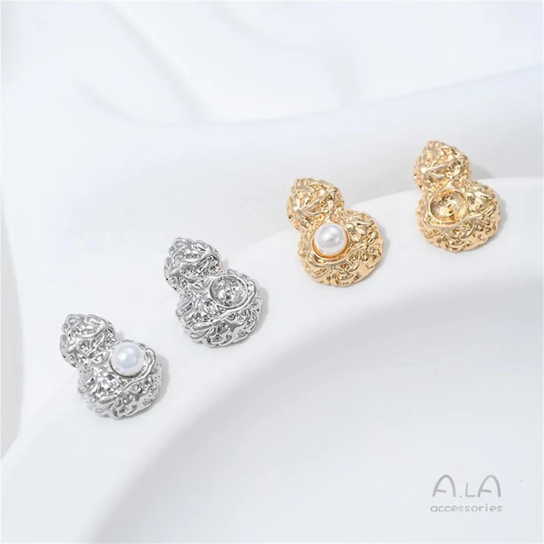 

R588 14-каратное медное покрытие из настоящего золота, инкрустированная циркониевой тыквой, бусина-гвоздик для ушей, серебряная игла, сделай сам, клееные вручную жемчужные серьги, аксессуар