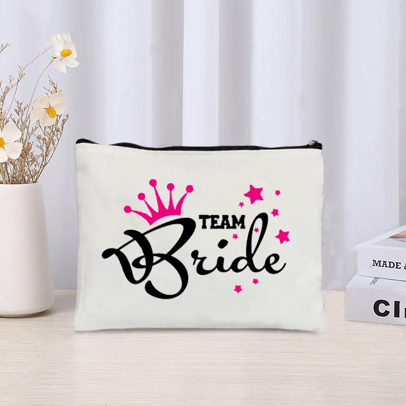 Bridesmaid Crown Pattern Makeup Bag Travel Organizer Best Gift for Team Bride Wedding Decor Equipo De La Novia Gift Lipstick Bag