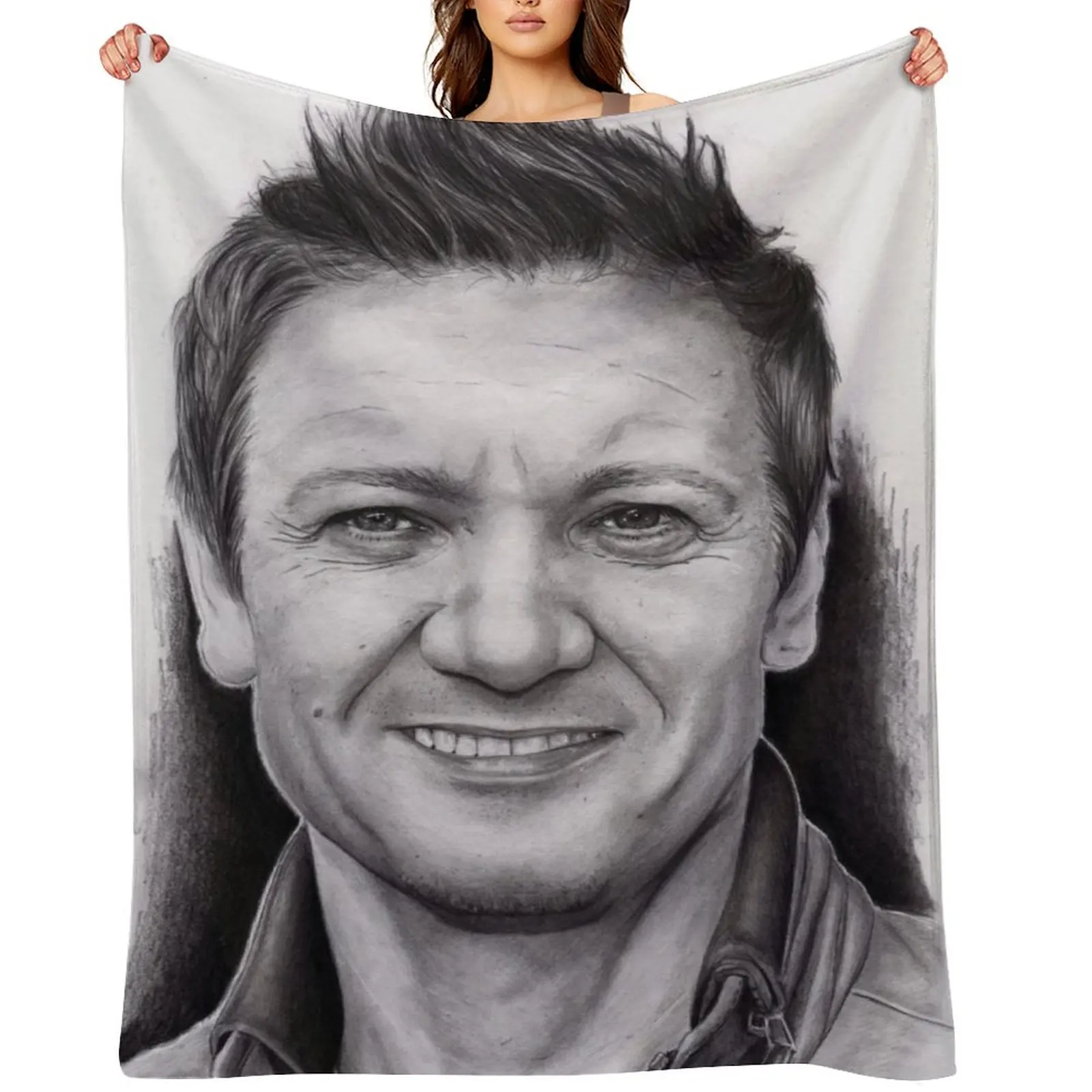 

Jeremy Renner Throw Blanket Flannels Luxury Thicken Luxury Throw for babies Blankets
