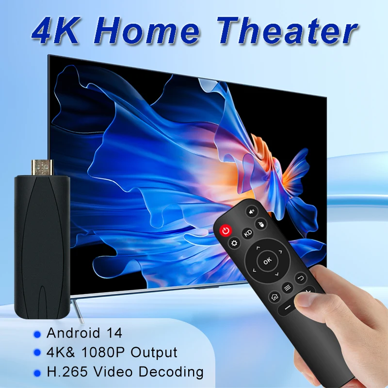 OM TV Stick Smart Android14 TV Stick S905L H.265 1080P HD TV box 2.4G WiFi TV استقبال لمشغل الوسائط Google YouTube Netflix