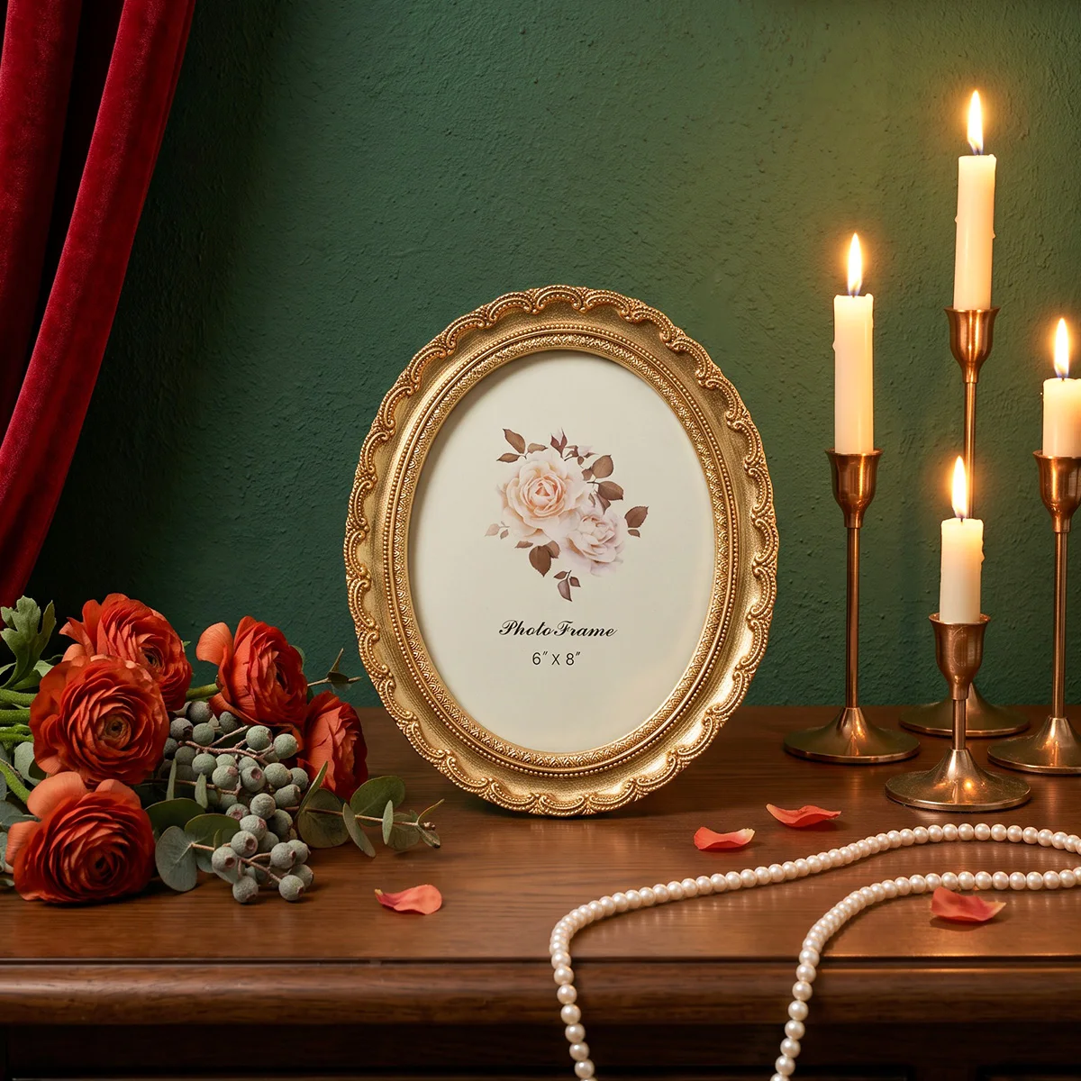 1PC, European Baroque Elliptical Gold Frame, Wall Decoration Frame For Living Room, Gold Decorative Frame