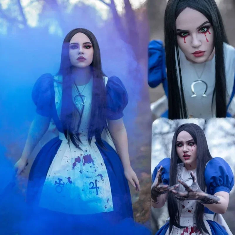 Anime Alice Princess Dress pokojówka fartuch sukienka gra szaleństwo powrót Alice przebranie na karnawał dla kobiet dziewczynki impreza z okazji Halloween