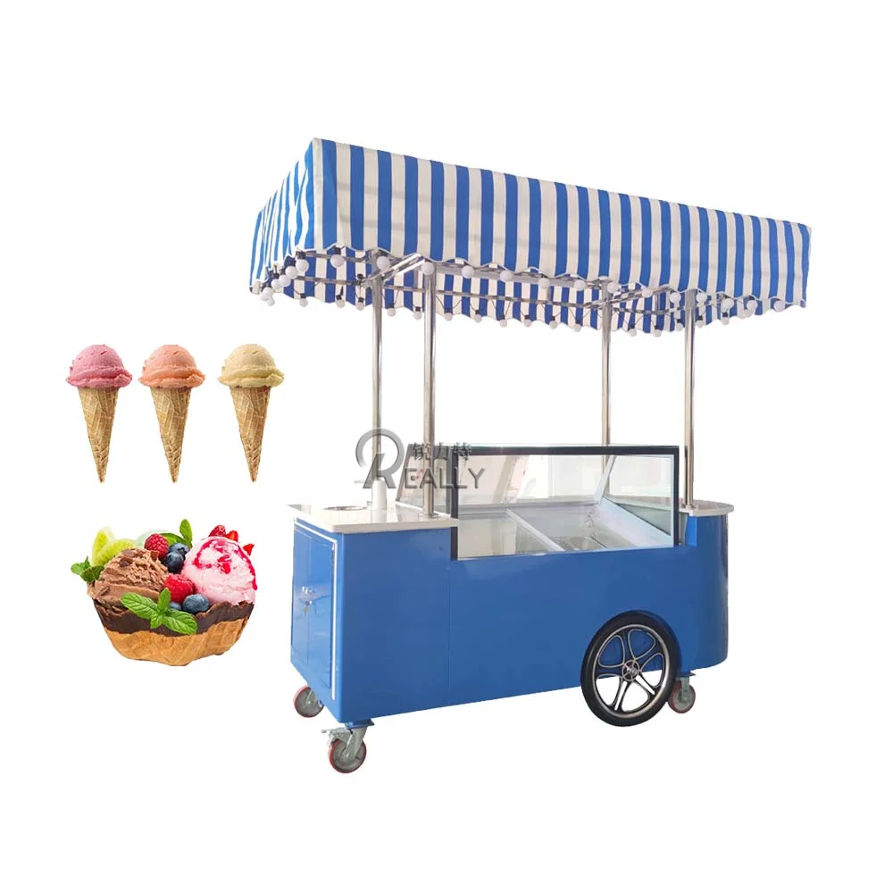 الآيس كريم المجمدة عرض العربة ، عربة زهرة المحمول ، الإنترنت المشاهير في الهواء الطلق السوق الليلي ، جديد