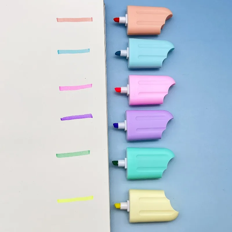 

Ice Cream Highlighter Set - 6 Color Cute Marker Pens for Students, Study Notes & Kids Journaling, Fun Stationery Gift