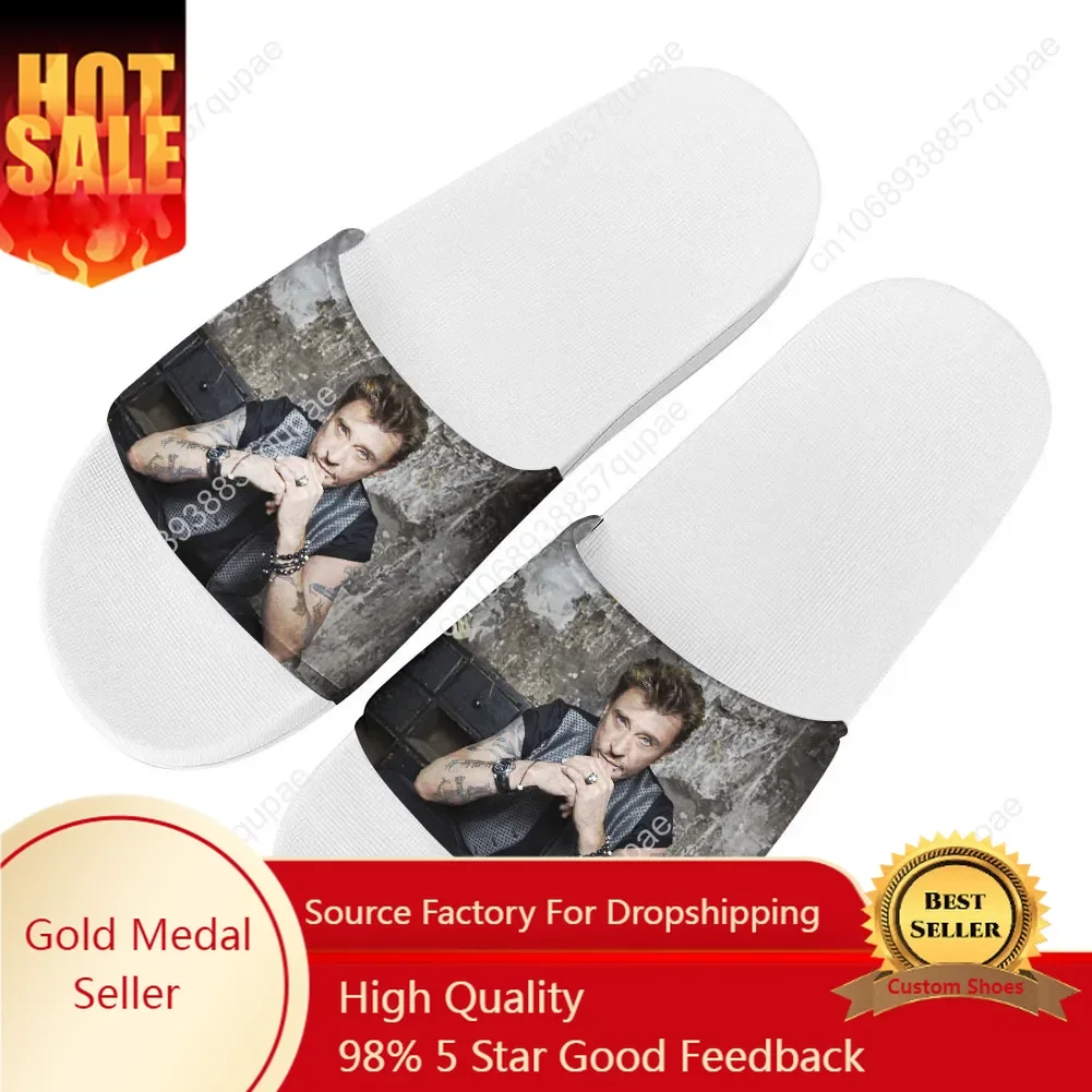 Johnny Hallyday Slippers Home Water Shoes Star Singer Men Women Teenagers Beach Pool Sandals High Quality Custom Summer Slipper