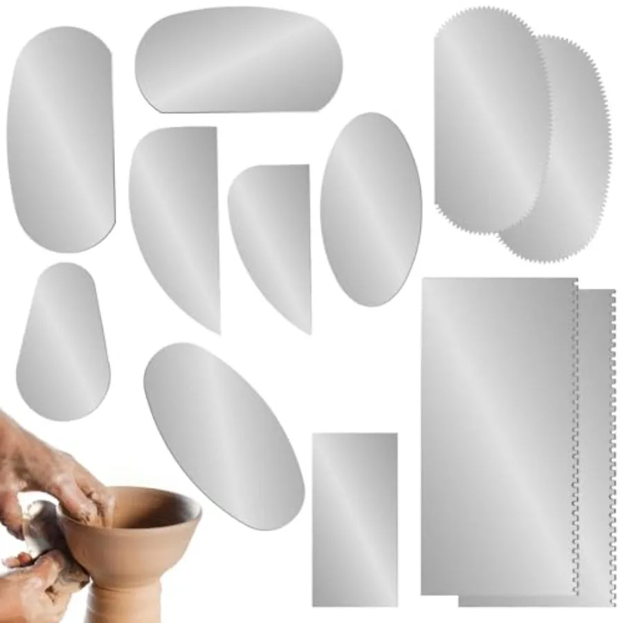 

12 PCS Steel Pottery Tools Clay Ribs Stainless Steel Serrated Scraper Cutter Crafts Tool Sculpture Modeling Scraper Ceramics Sc