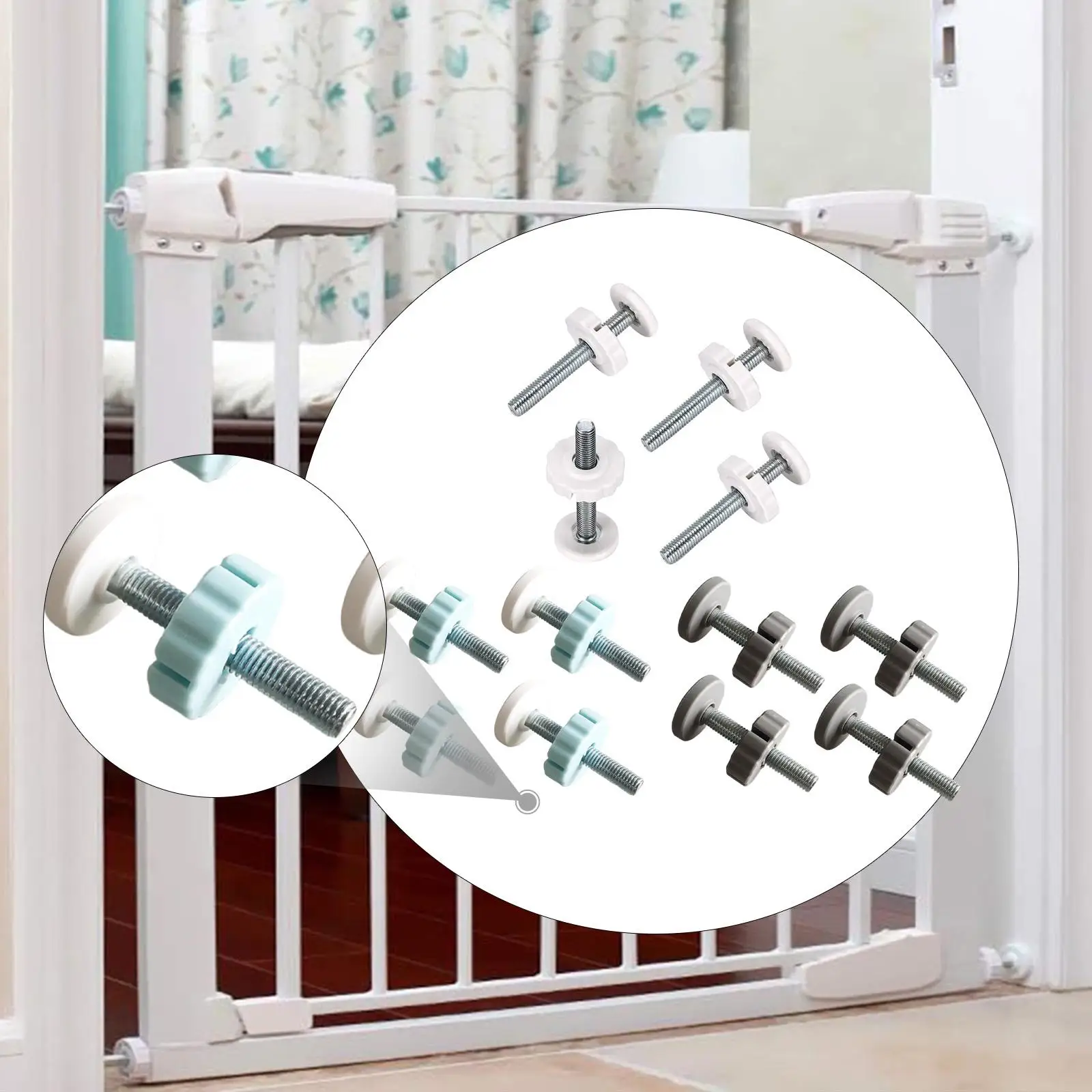 

4pcs Baby Gate Threaded Spindle Rods Stair Gate Fittings Versatile Use Steel Bolt Parts for Stair Railing Pet Barrier Indoor