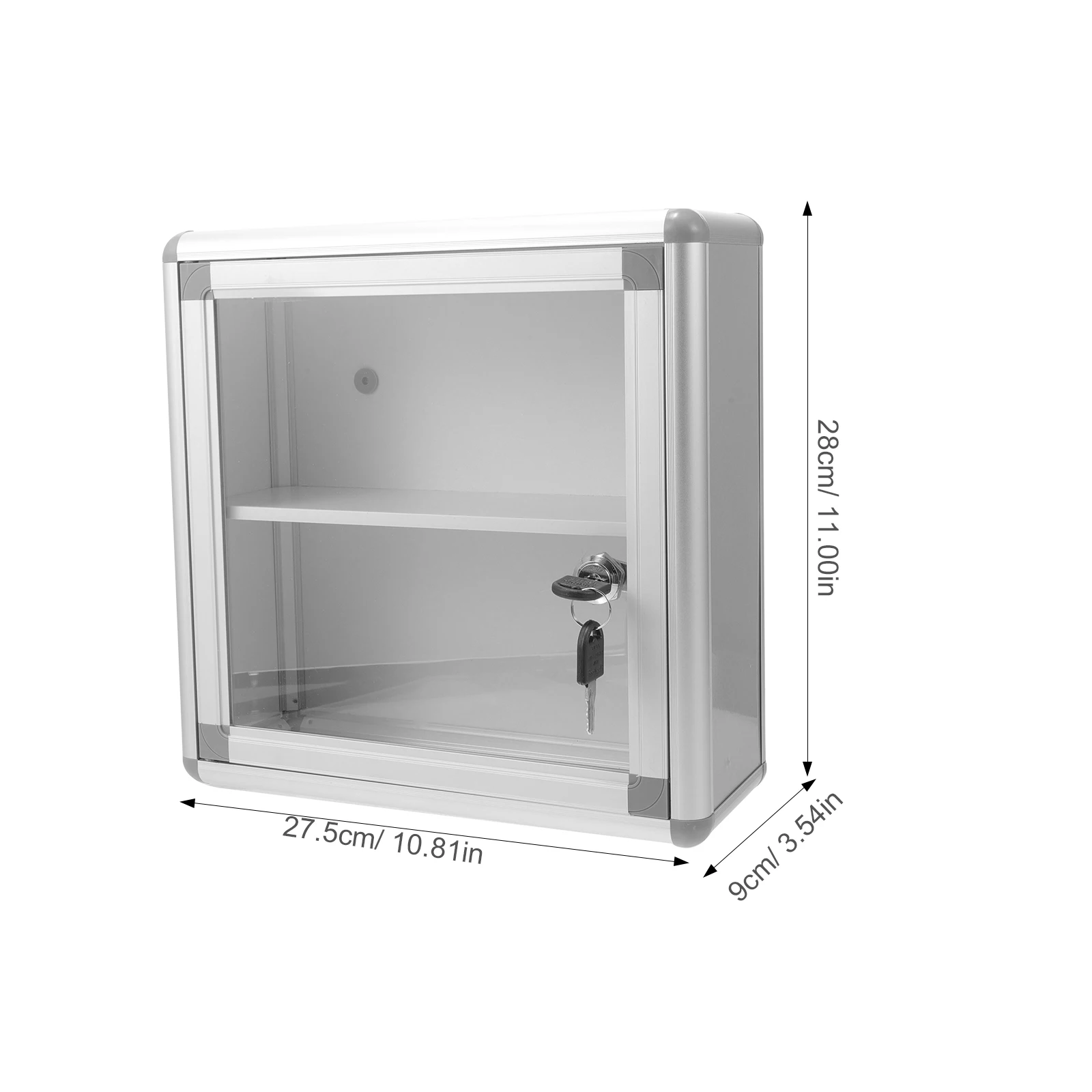 1pc Aluminium Medische Case Afsluitbare Geneeskunde Case Wall Mount Geneeskunde Kast Thuisgebruik Ehbo Geneeskunde Doos 28x27.5x11cm