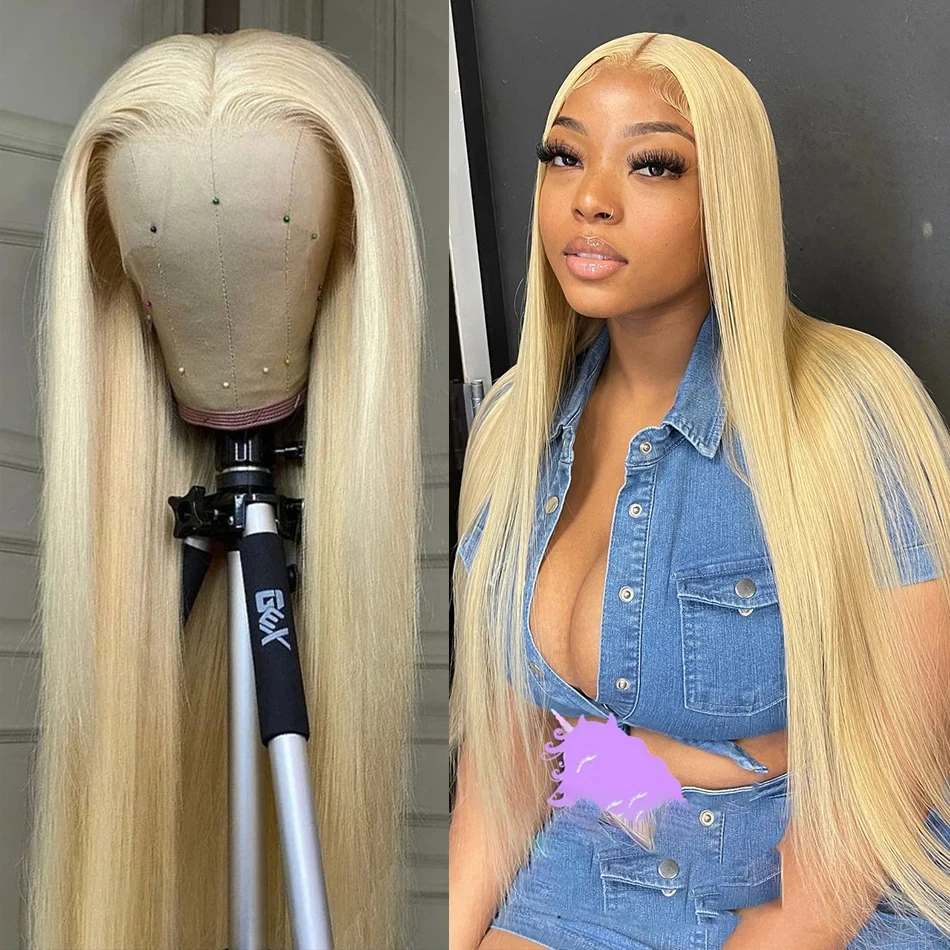 Bone Straight 13x4 Lace Frontal Human Hair Wig 613 Honey Blonde Wig Brazilian lace Front Wigs For Blcck Women PrePlucked