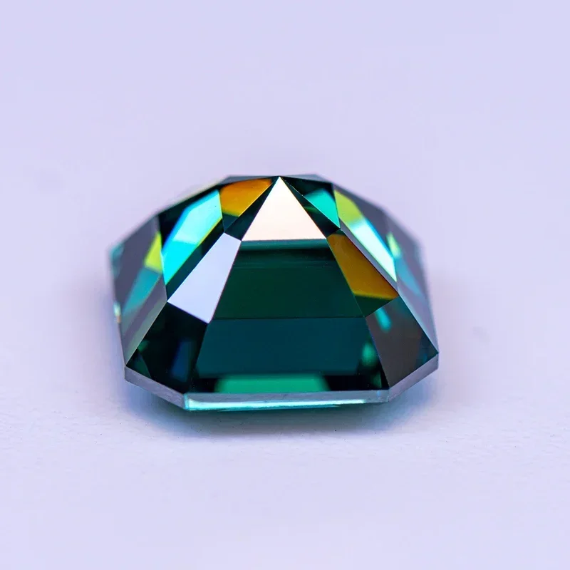 Pedra moissanite cor primária verde esmeralda corte asscher diamante cultivado em laboratório para amuletos diy fabricação de joias com certificado gra