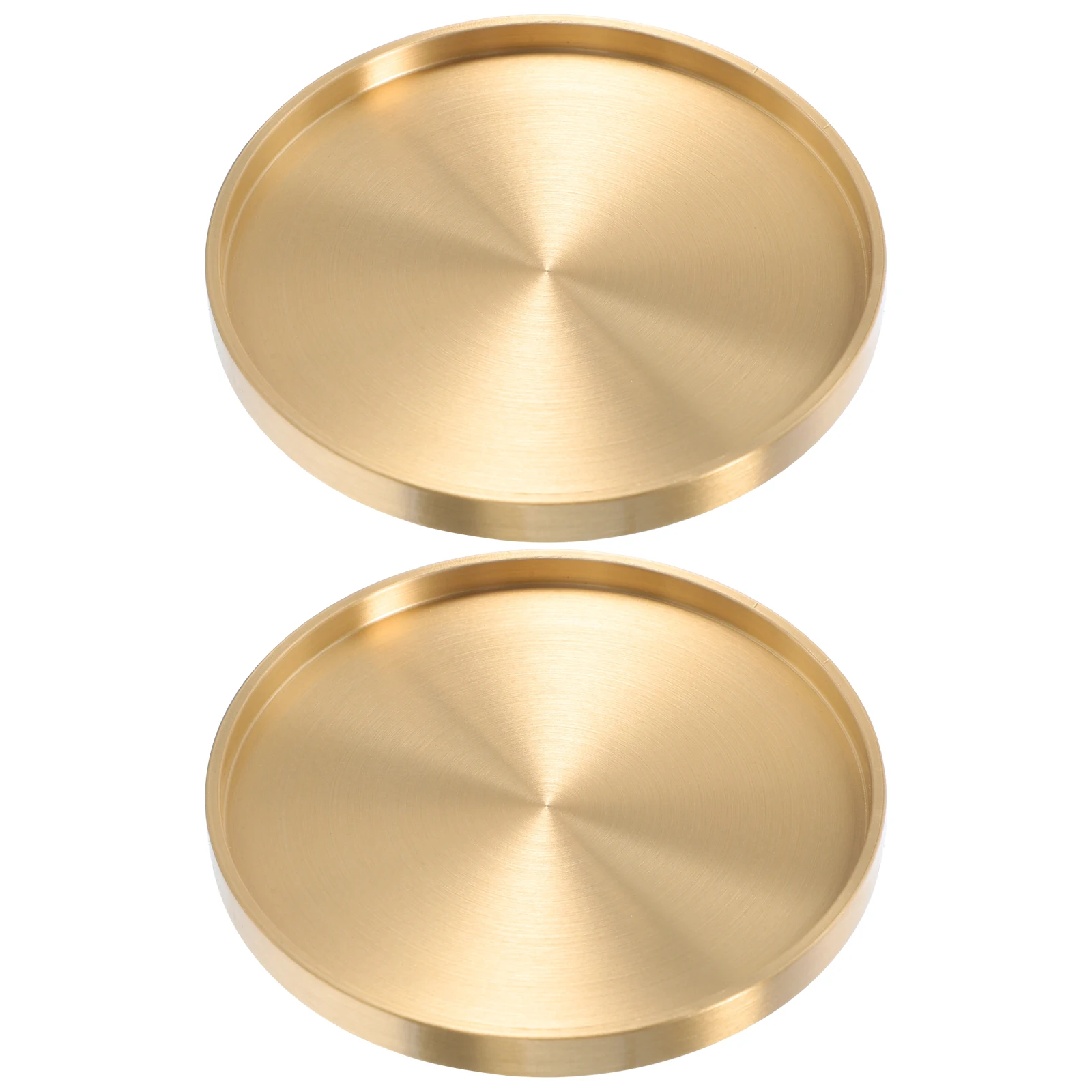 2pcs Brass Coasters Tea Cup Mats Heat-Resistant Desktop Cushions For Home Coffee Shop Golden Simple Design Stain Resistant Fine