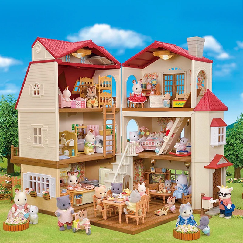 2024 New In Stock Sylvanian Family House Kawaii Children Toys Sylvanian Families Anime Figure Room Decoration Birthday Gift