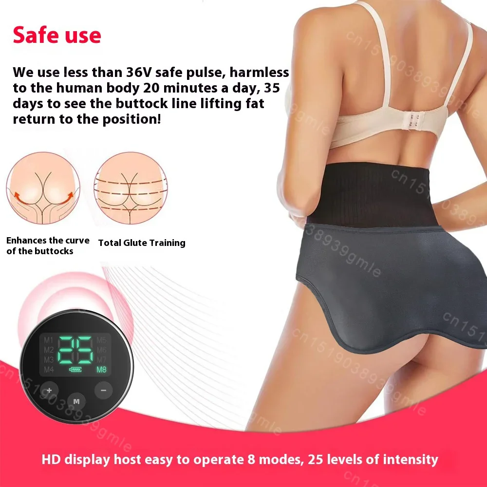 Ergonomic EMS Buttock Muscle Stimulator Pad, Butt Lifting Massager with 8 Modes & 25 Adjustable Levels, HD Display Hip Trainer f