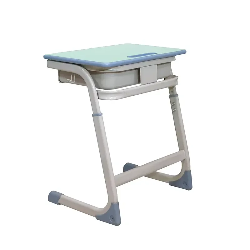 High School Desk and Chair Set 450mm Seat Height HDPE Curved Backrest Steel Frame MDF Writing Table for Malaysia