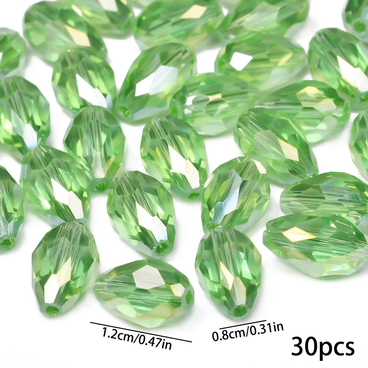 30/55pcs Green Color 8x12mm Faceted Teardrop Beads Austria Crystal Beads charm Glass Beads Loose Spacer Bead For Diy Making