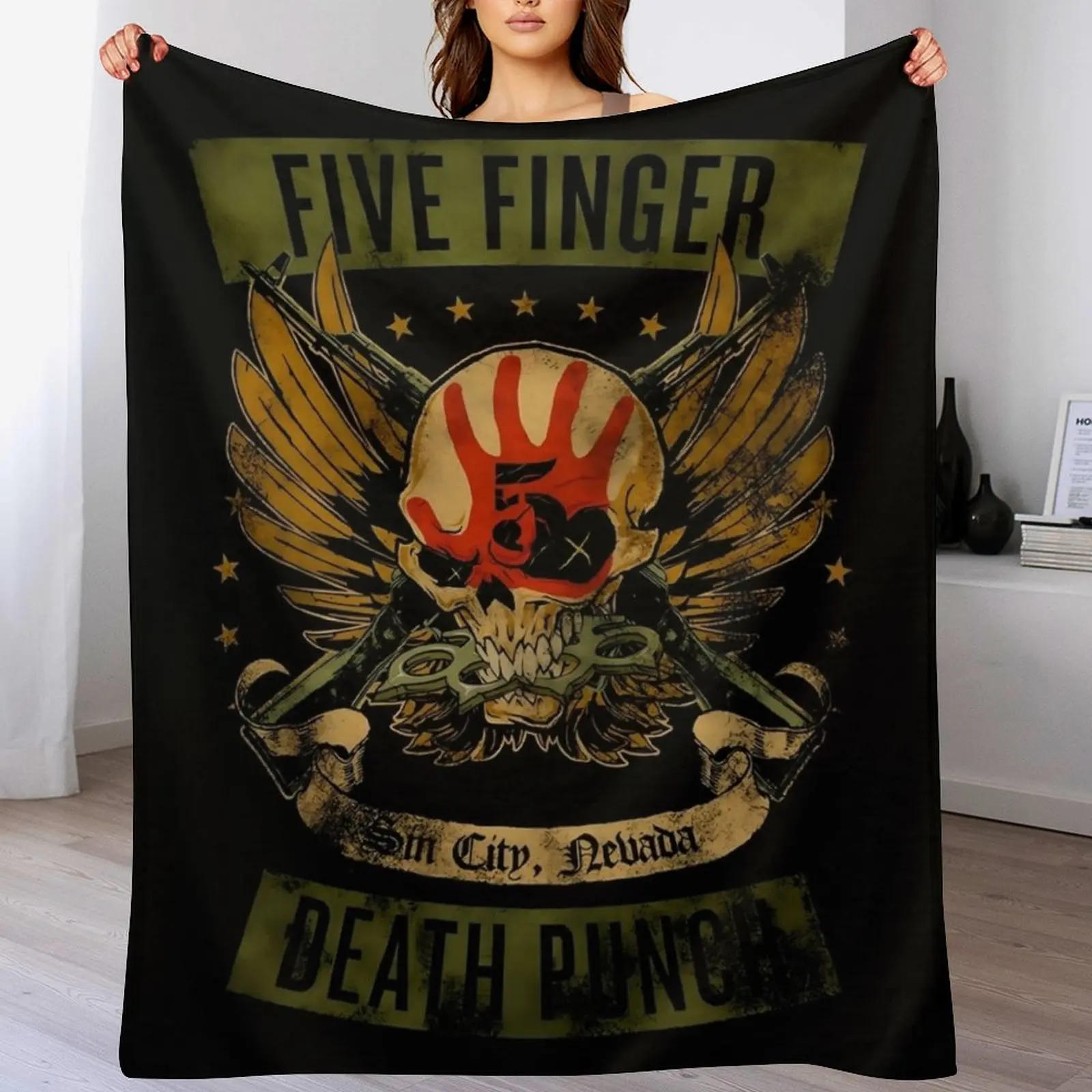 skull death metal Throw Blanket Multi Use Warm Blanket for Living Room Bedroom