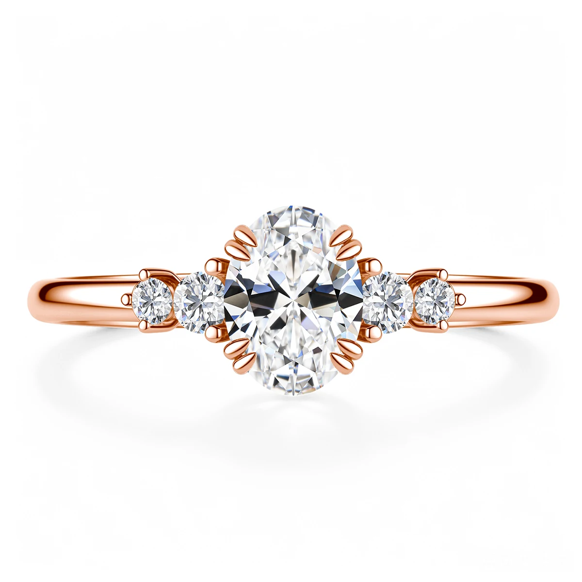 1,5 Karat 925 Sterling Silber Prachtvoller Glänzender Ovaler Moissanit-Ring für Damen, Verlobungs- und Hochzeits-Halb-Ewigkeitsring mit Zertifikat – Detail 10