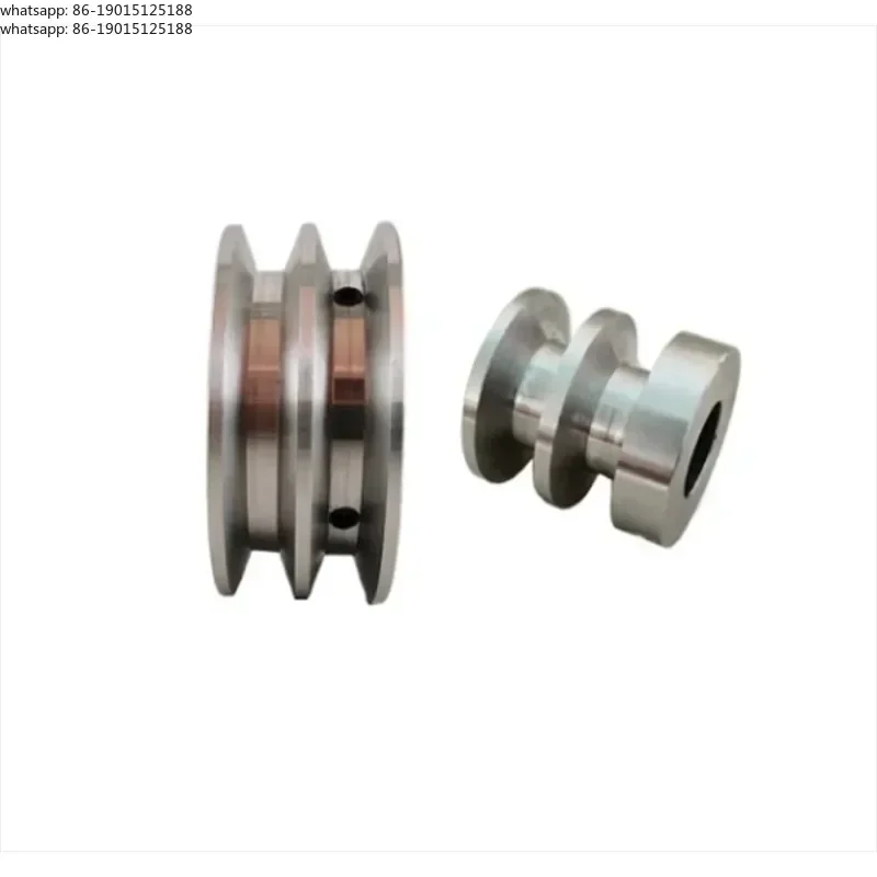 1PC Aluminum Alloy Double Groove 100mm Pulley Wheel 10-40mm Fixed Bore Pulley for Motor Shaft 10mm PU Round Belt