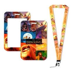 Portatarjetas de acceso de Disney The Lion King, cordón para identificación de estudiantes, cubierta de tarjeta de autobús del Campus, Elsa, Anna, insignia de cuerda de plástico para niñas, carrete de trabajo