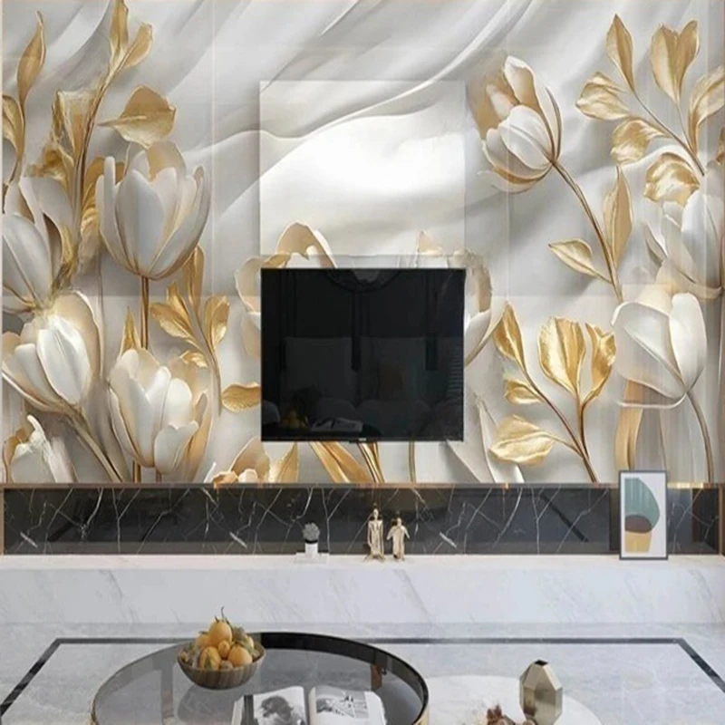 3D Stereo Relief Custom Floral Wallpaper Modern Flowers Bedroom Living Room Office Decor Wall Painting Background Papier Peint