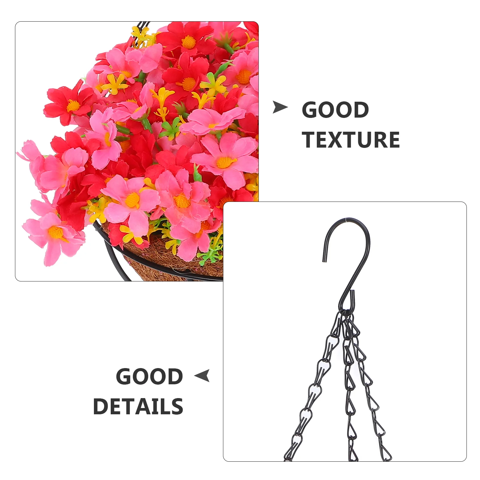 Hanging Basket Flowers Artificial for Outdoors Fake Variety Spring Small Realistic Bonsai Potted Plants Iron Baskets with